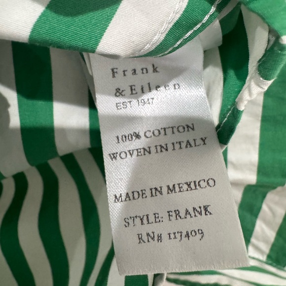Frank & Eileen “Frank” Classic Fit Cotton button down shirt in green stripe - Picture 10 of 11